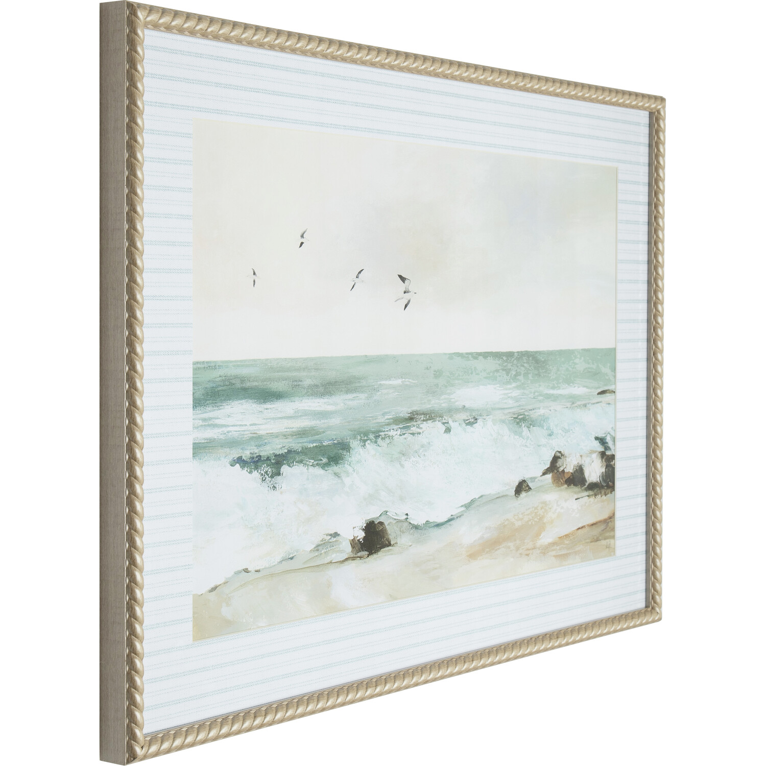 Evening Tide Rope Effect Framed Canvas Blue Image 2