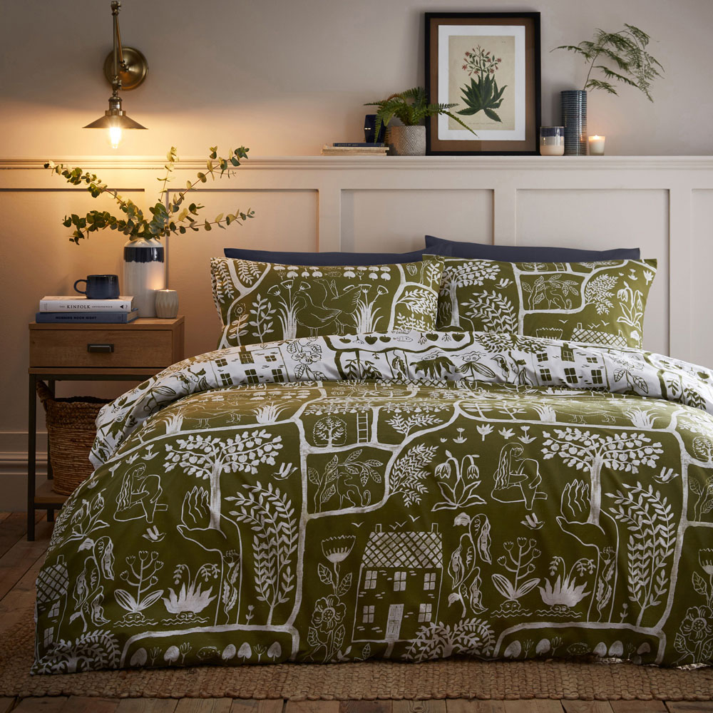furn. Frida King Size Moss Duvet Set Image 5