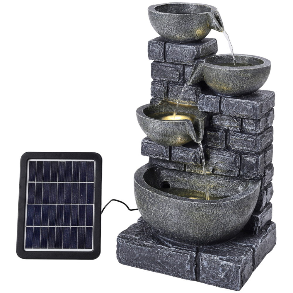Living and Home Rustic Solar Water Feature with LED Lights Image 3