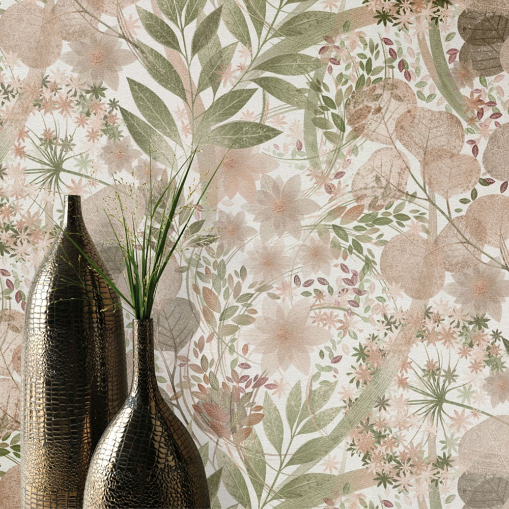 Erismann Secret Grove Pink and Green Wallpaper Image 4