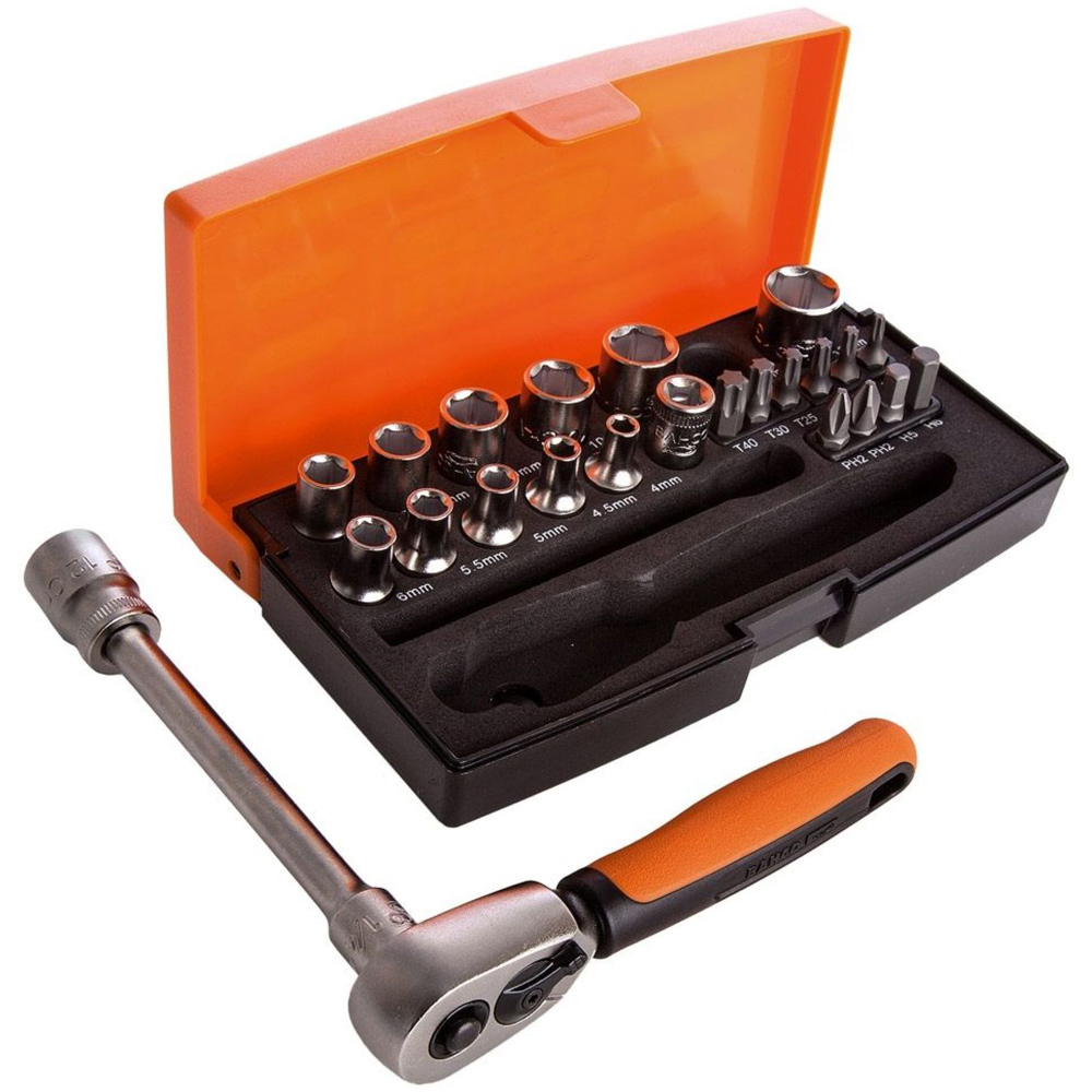 Bahco SL25 25 Piece 1/4 inch Square Drive Socket Set with Metric Hex Profile and Bits Holder Image 3