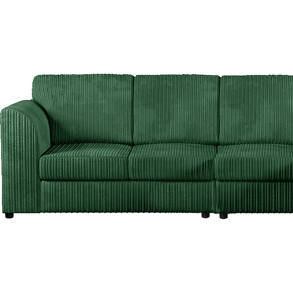 Luxor 4 Seater Green Jumbo Cord Right Hand Facing Full Back L Shaped Corner Sofa Set Image 3