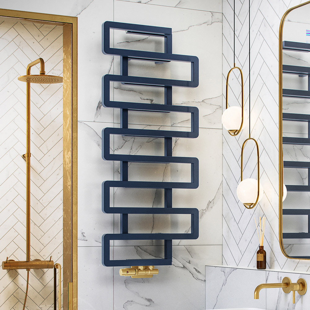 Terma Bookie Denim Blue Heated Towel Rail 1155 x 500mm Image 2