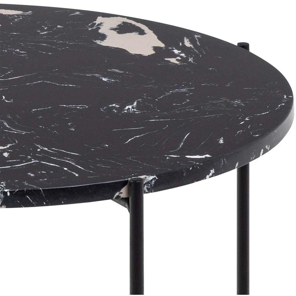 Florence Avila Black Polished Marble Stone Side Table Image 4