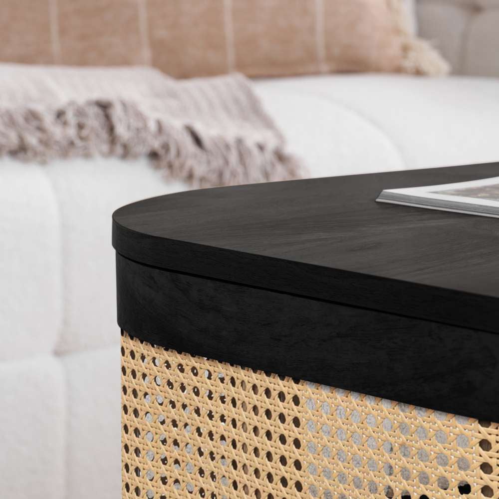 Birlea Noah 2 Shelf Black Rattan Coffee Table Image 6