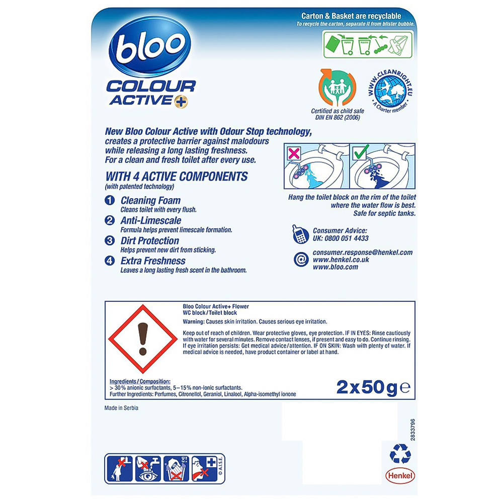 Bloo Colour Active+ Flower Toilet Rim Block 50g 24 Pack Image 3