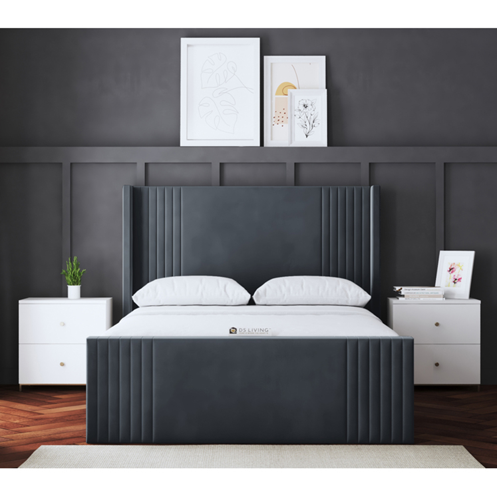 DS Living Elara King Size Steel Winged Panel Ottoman Bed with Headboard Image 4