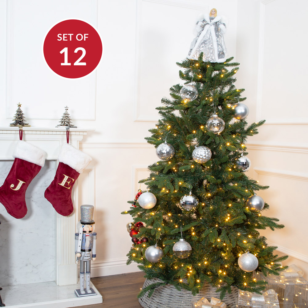 The Christmas Workshop Silver Shatterproof Bauble 12 Pack Image 8