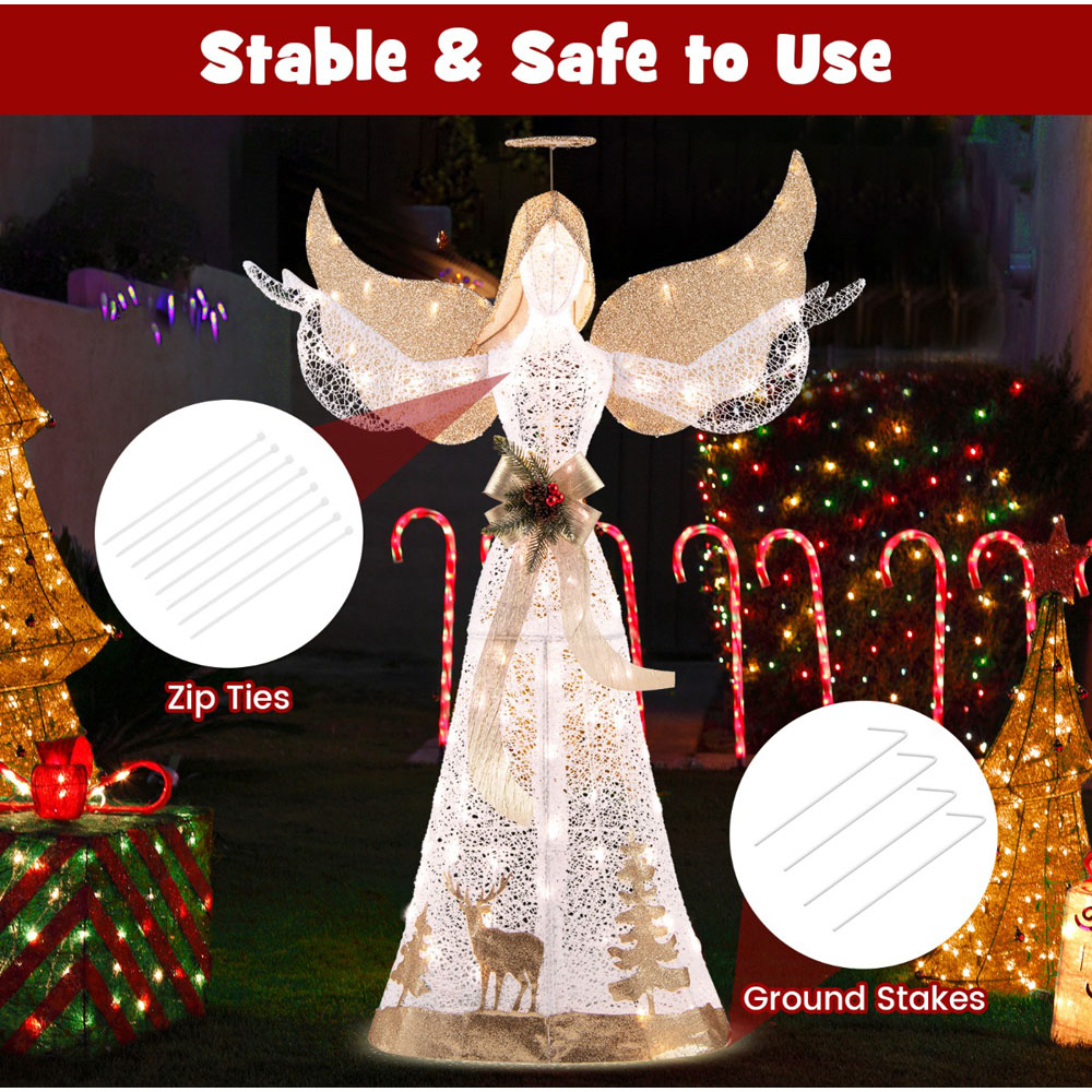 Costway 100 LED Lighted Angel Christmas Decoration 4.9ft Image 7