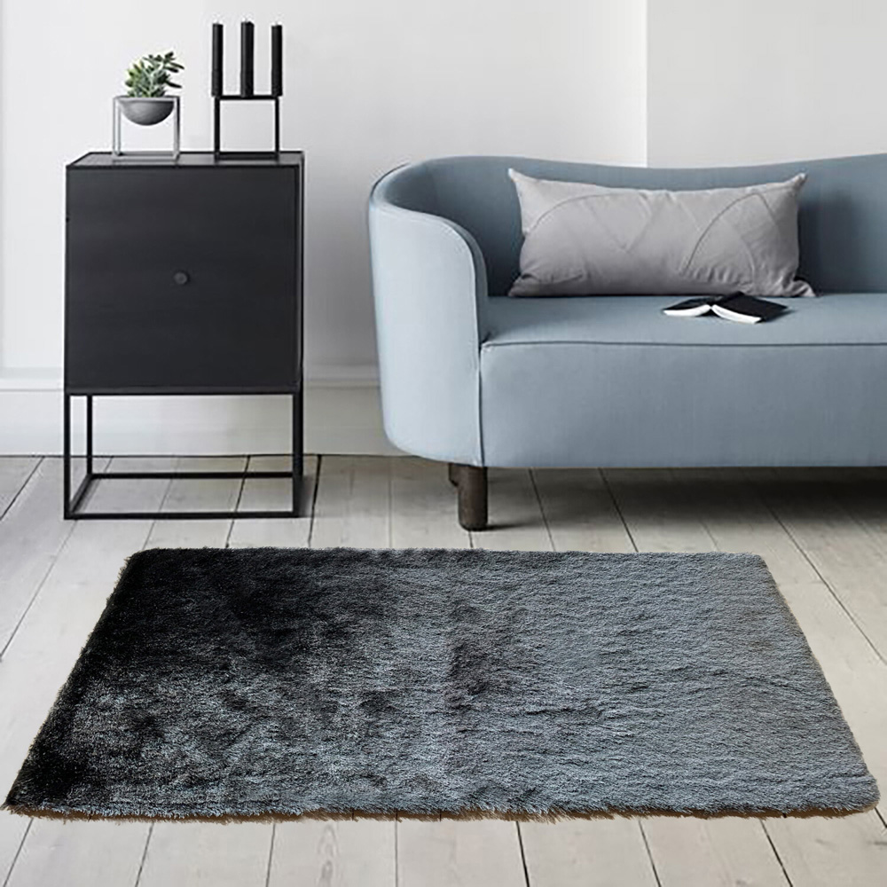 Grey Silky Shaggy Rug 150 x 80cm Image 2
