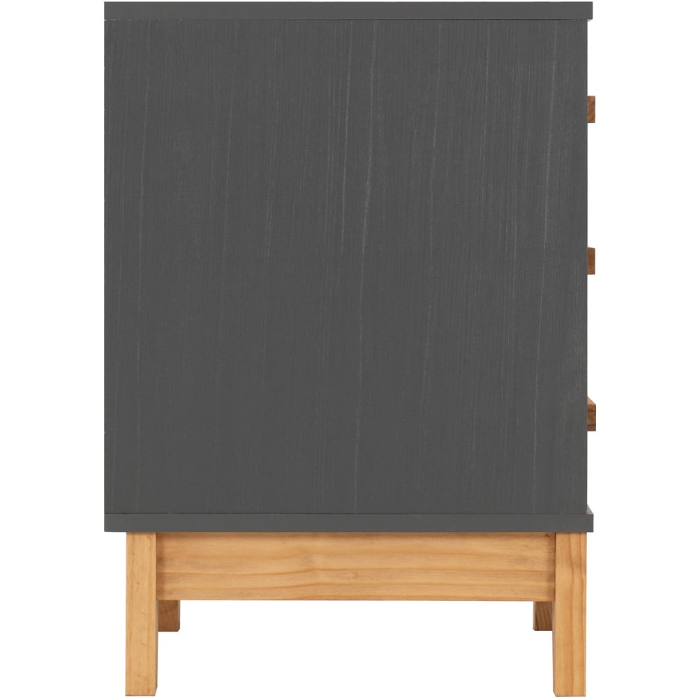 Seconique Cleveland 3 Drawer White and Grey Metal Effect Bedside Table Image 5