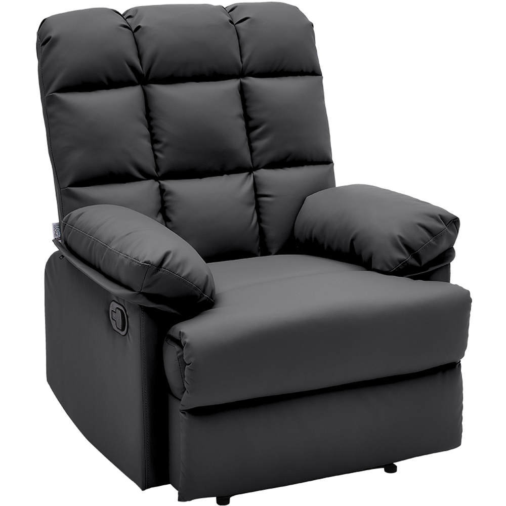 Living and Home Black Tufted Faux Leather Recliner with Control Switch Image 2