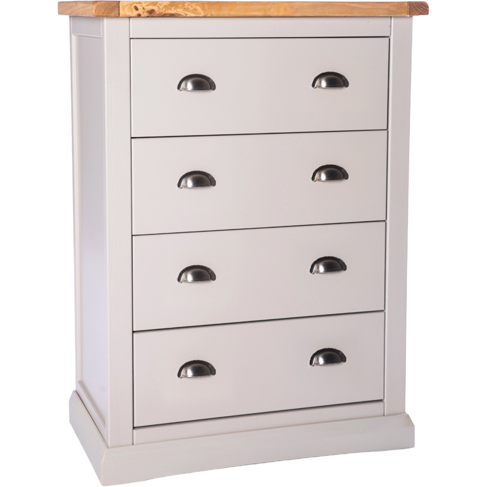 Cabinet Bits Loreo 4 Drawer Light Grey Chrome Cup Handle Chest of Drawers Image 3