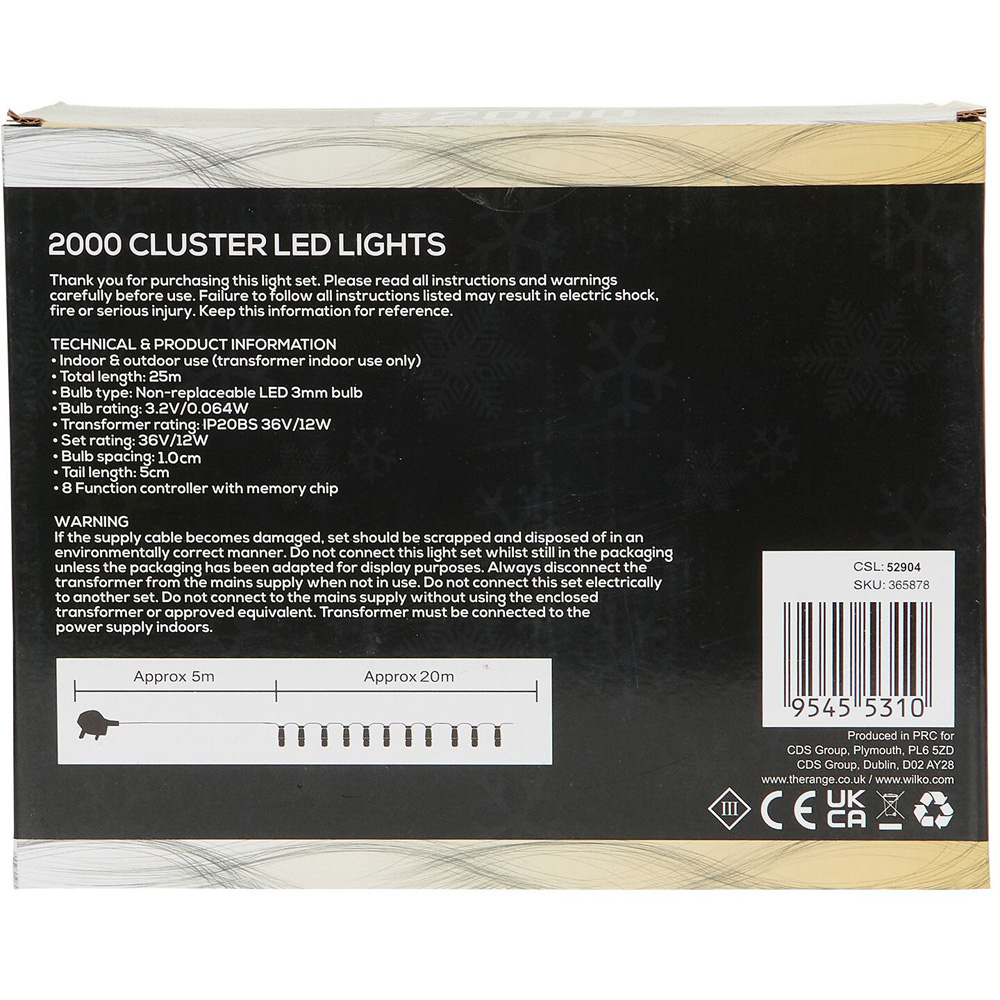 2000 Cluster LED Lights Mixed White - White Image 3