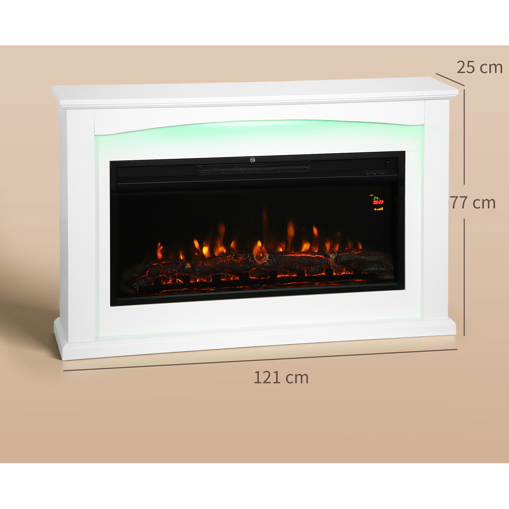 HOMCOM White Faux Flame Fireplace 2000W Image 9