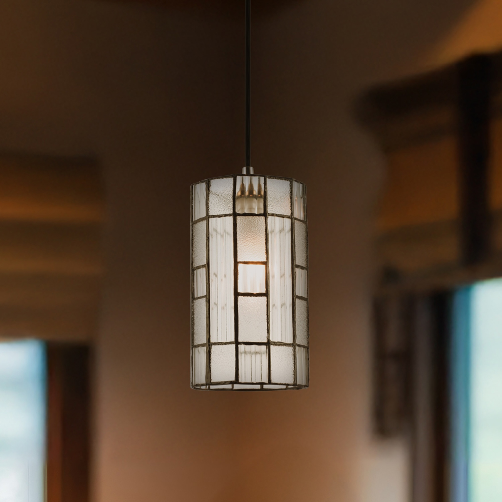 Happy Homewares Cylindrical Frosted and Ribbed Panel Tiffany Shade Image 7