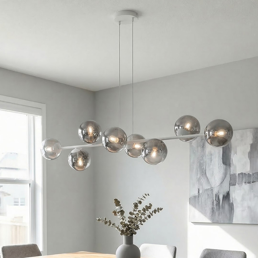 Emibig Magnus 8 Light Grey and Graphite E14 Ceiling Pendant Light Image 2