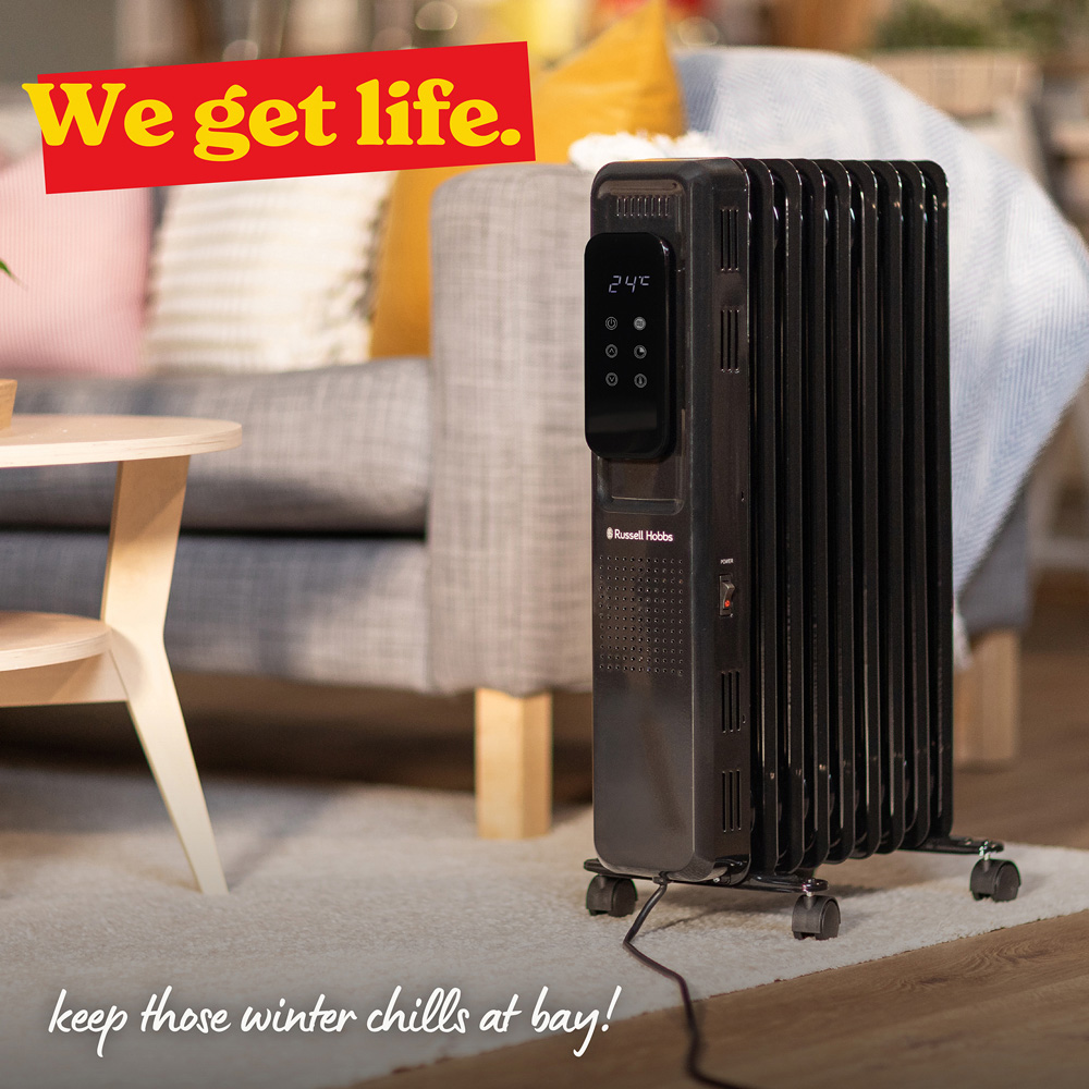 Russell Hobbs Black 9-Fin Digital Touch Control Oil Filled Radiator 2000W Image 6