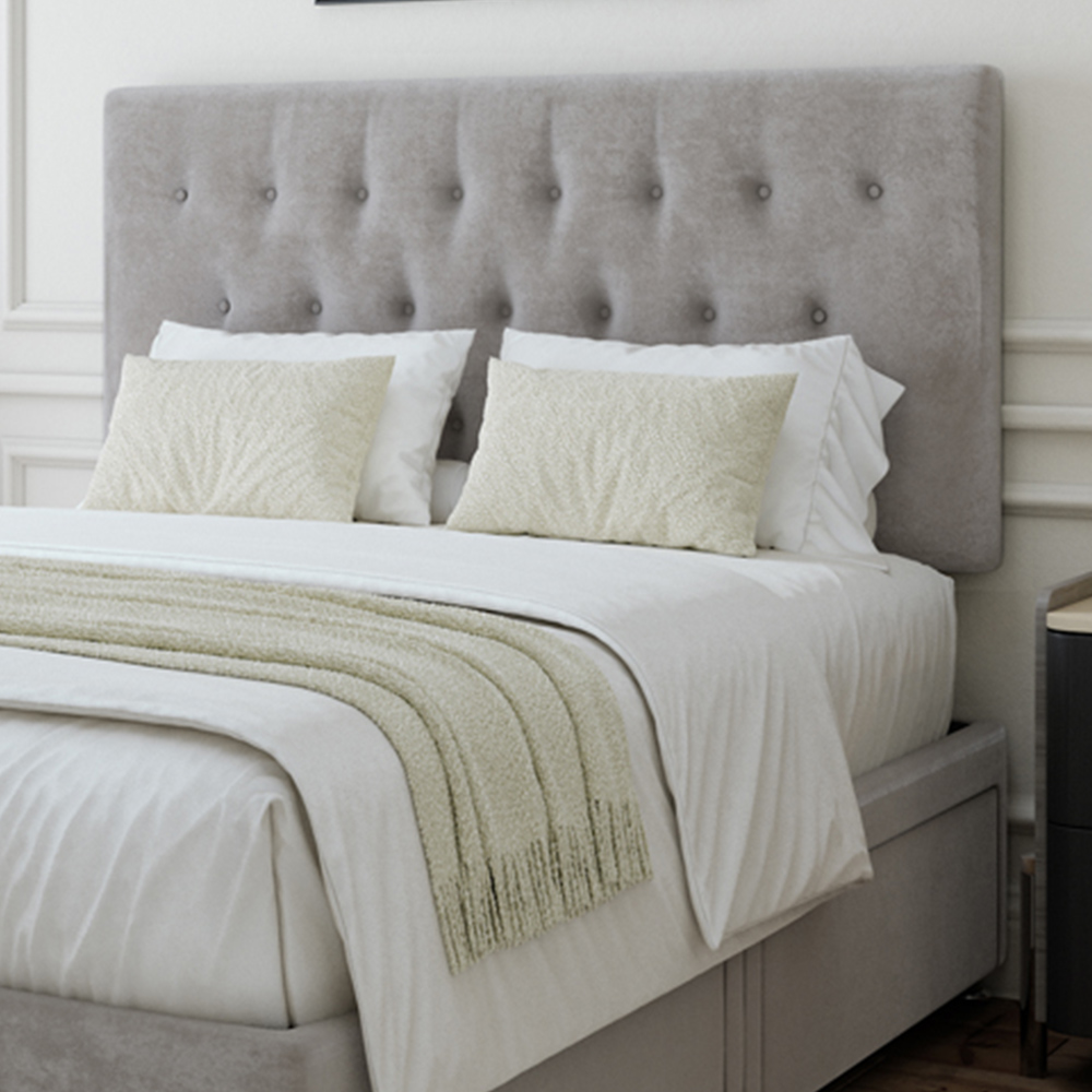 Bedmaster Super King Seal Grey Naples Linen 4 Drawer Divan Base with Lona Headboard Image 2