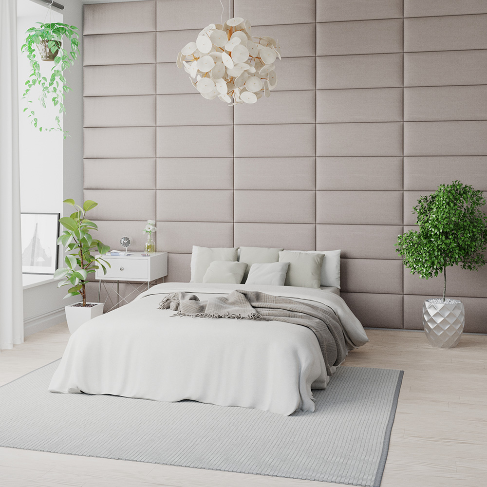 Aspire EasyMount Off White Eire Linen Upholstered Wall Mounted Headboard Panels 4 Pack Image 2