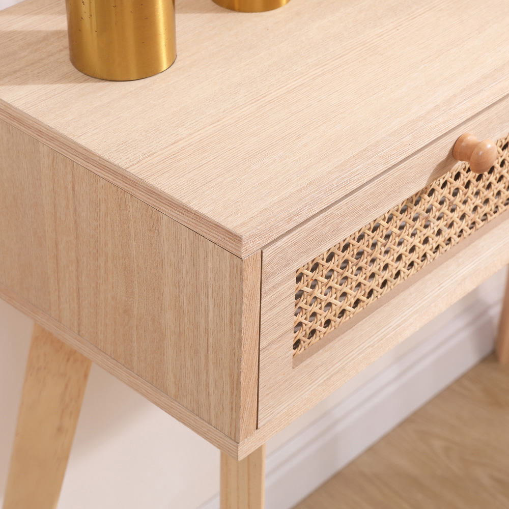 FurnitureHMD 2 Drawer Natural Rattan Weaving Console Table Image 7