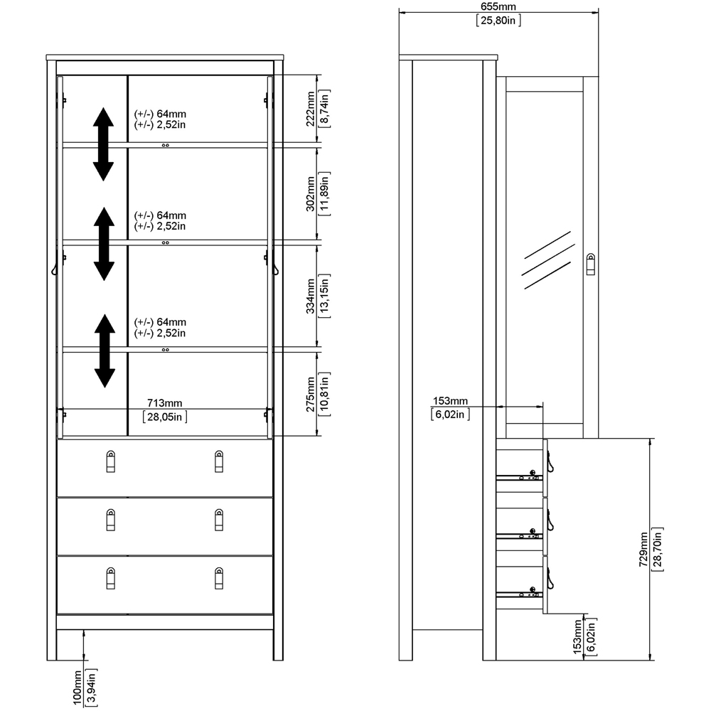 Florence Barcelona 2 Door 3 Drawer Cashmere Glass China Cabinet Image 7