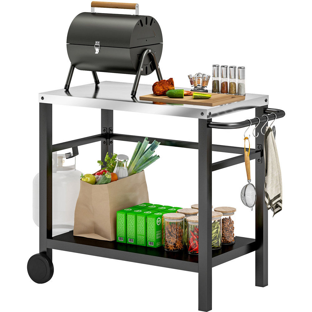 Outsunny Charcoal Grey Barbecue Table with Shelf Image 3