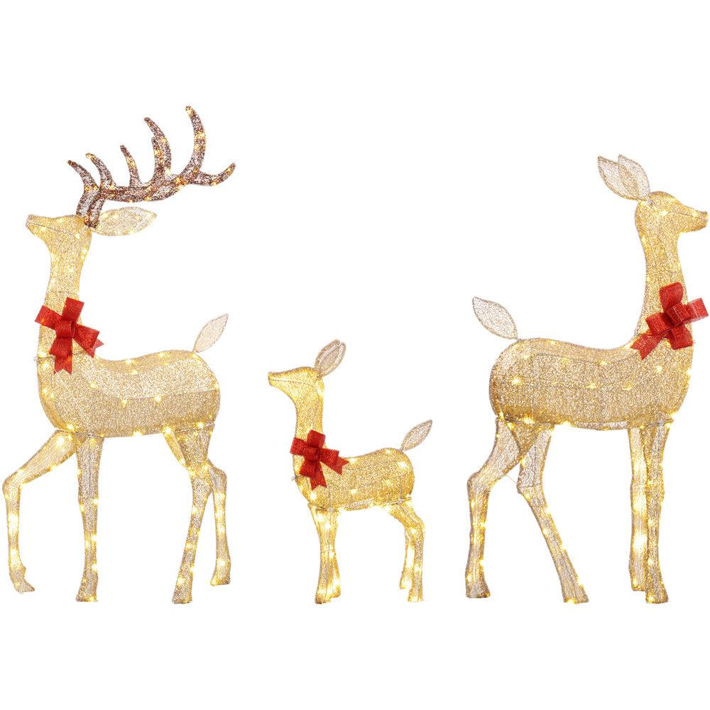 Outsunny 3 Piece LED Gold Tone Christmas Deer Family Decoration Set Image 3