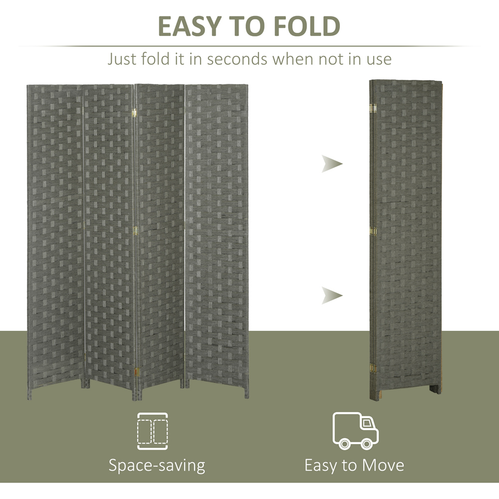 Portland 4 Panel Grey Folding Privacy Screen 169.5 x 159.5cm Image 7