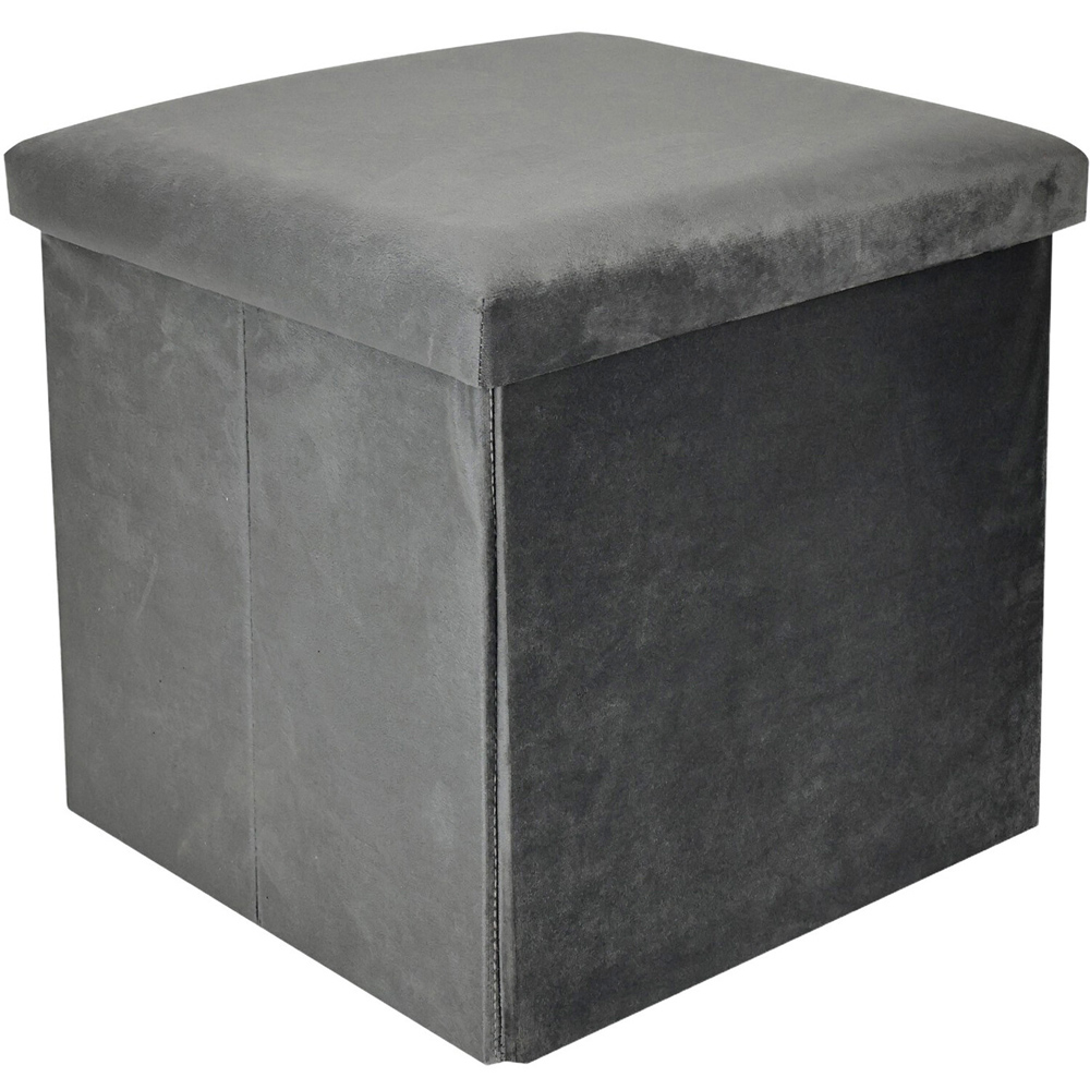 Brushed Velvet Storage Box Grey Image 2