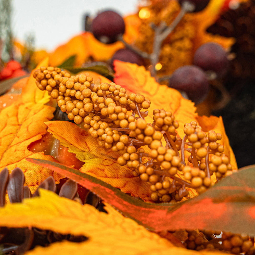 Norfolk Golden Harvest 150 Warm White LED Christmas Garland with Pumpkins Gourds and Pinecones 183cm Image 5