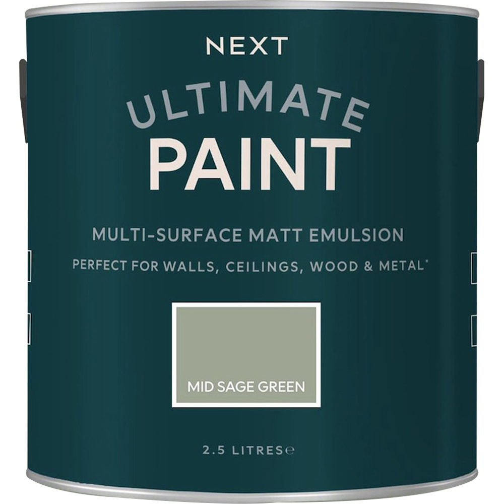 Next Ultimate Multi Surface Mid Sage Green Matt Emulsion Paint 2.5L Image 2