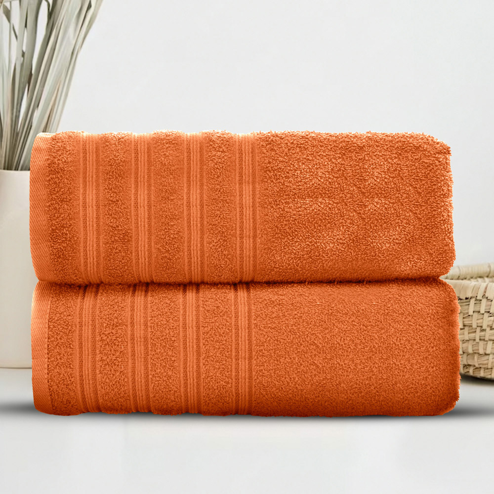 Velosso Hampi Cotton Orange Bath Sheet Set of 2 Image 2