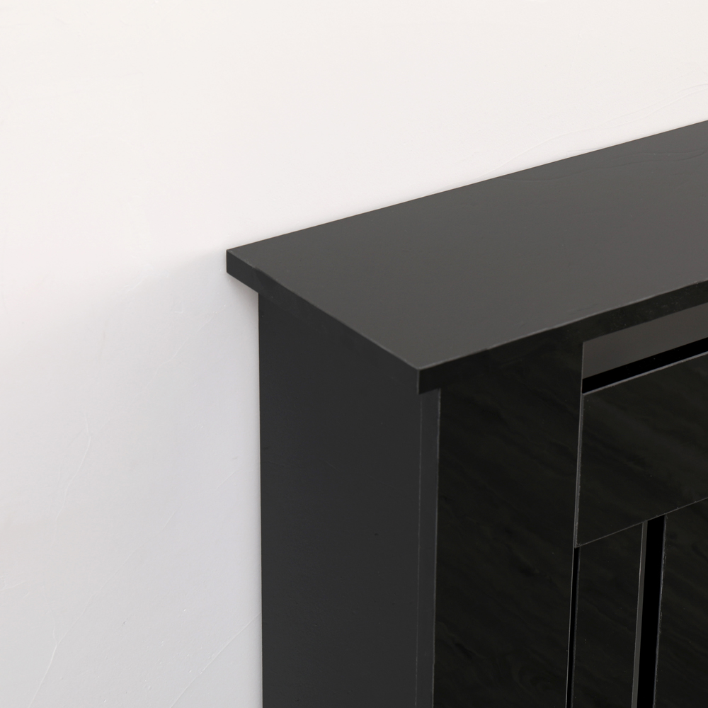 Portland Vertical Slat High Gloss Black Radiator Cover Extra Large Image 4