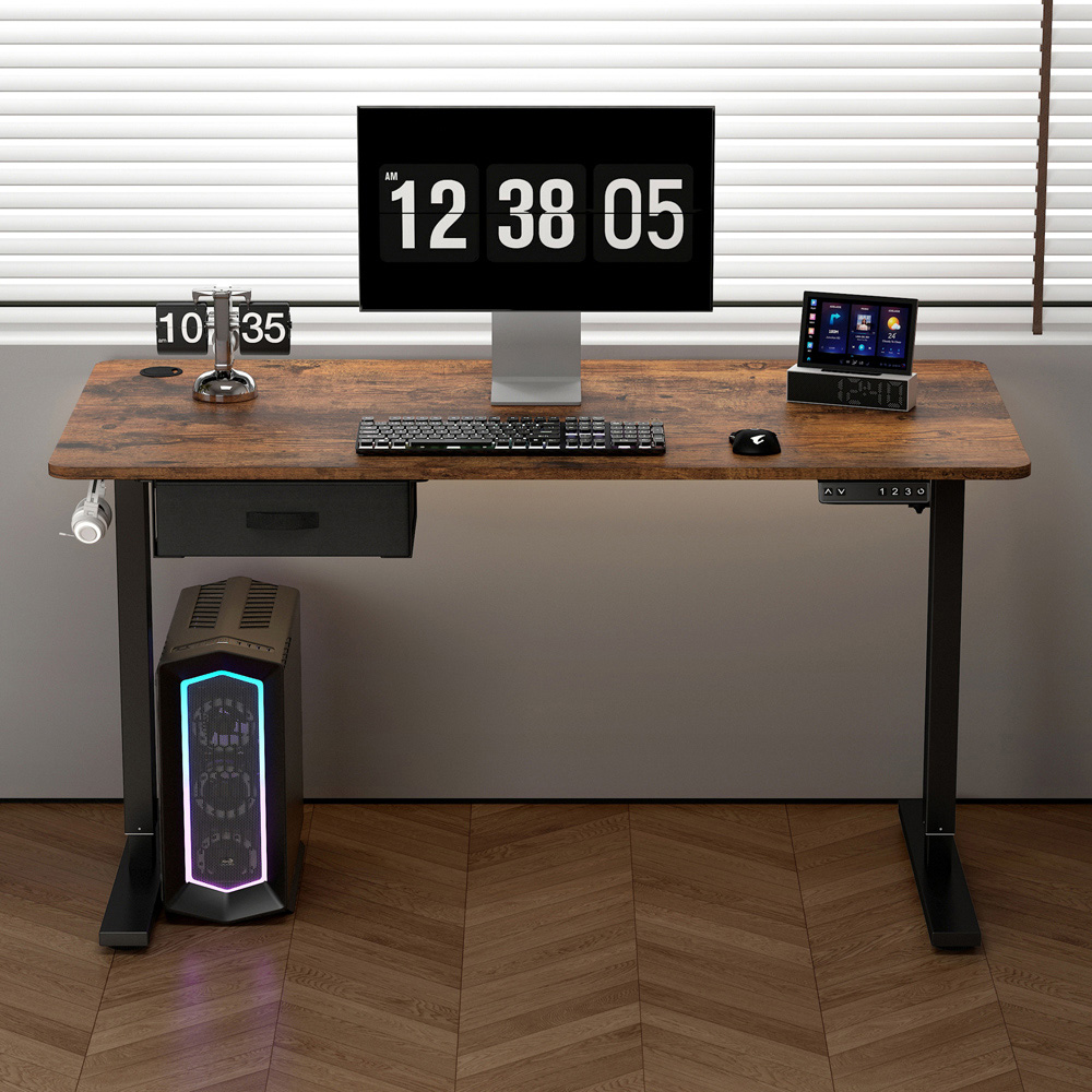 Easton Height Adjustable Electric Computer Desk Brown Image 4