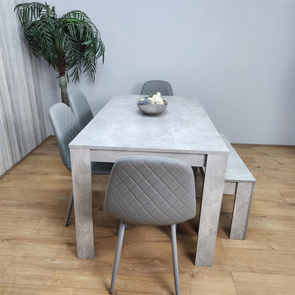 Portland 6 Seater Dining Set Stone Grey Effect and Grey Image 3