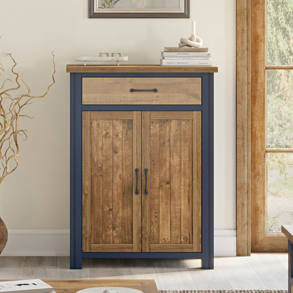 Baumhaus Splash of Blue Single Drawer 2 Door Shoe Storage Cabinet Image 6