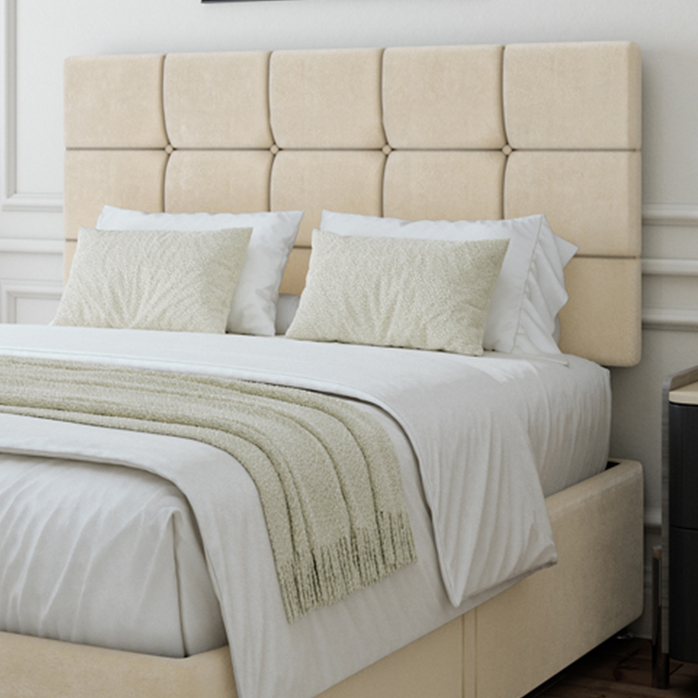 Bedmaster Small Double Cream Naples Velvet 2 Drawer Divan Base with Pearl Headboard Image 2