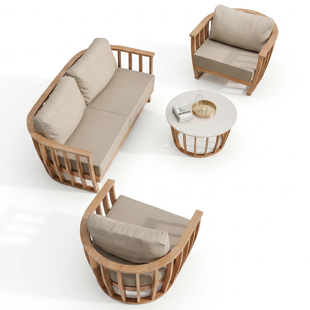 Royalcraft Lucca 5 Seater Teak Effect Lounging Set Image 2
