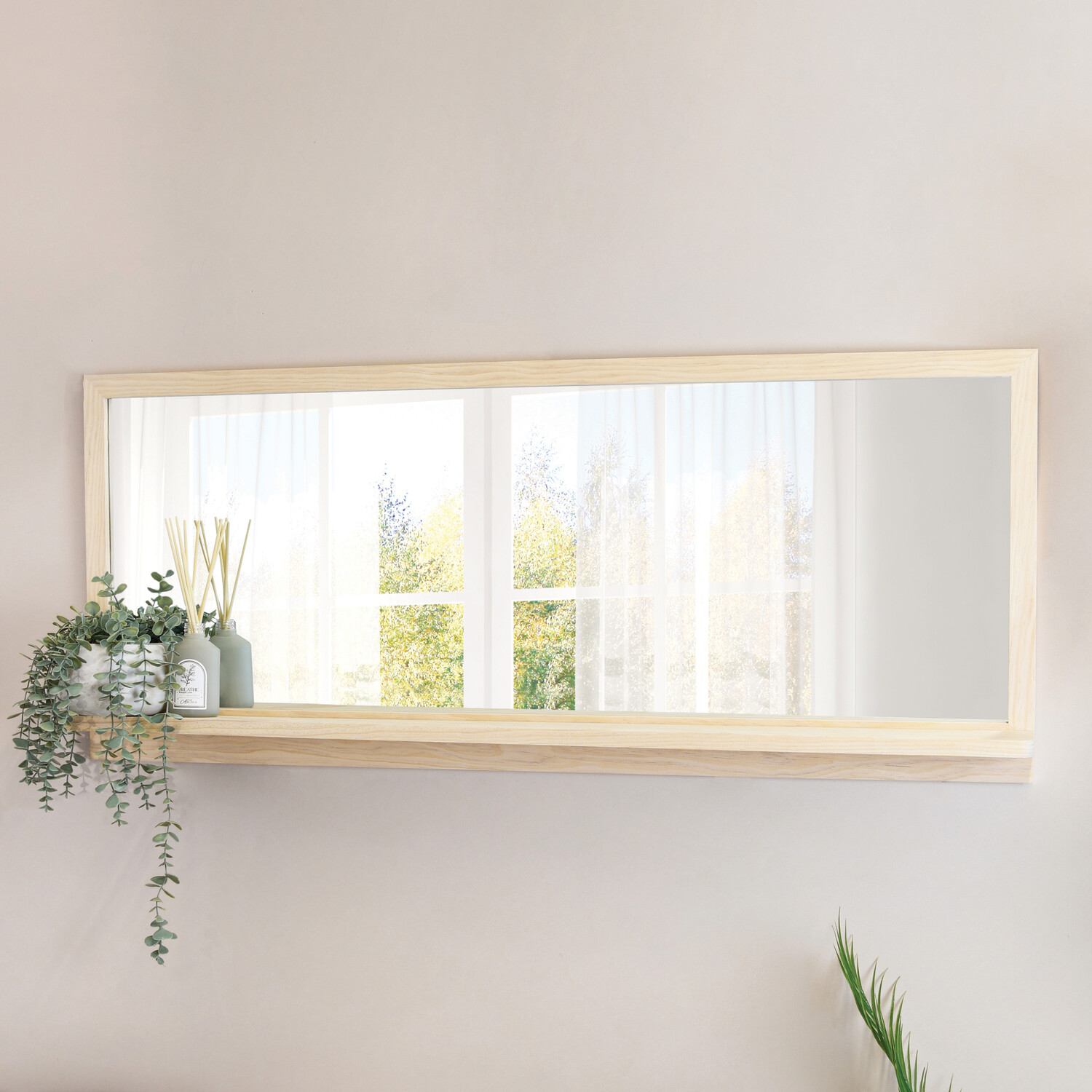 Ashdown Wooden Shelf Mirror Natural Image 2