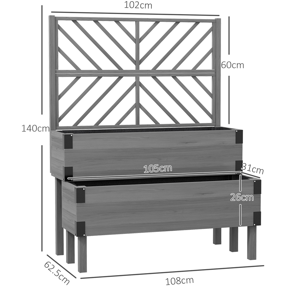 Outsunny 2-Tier Wooden Raised Bed with Trellis Image 9