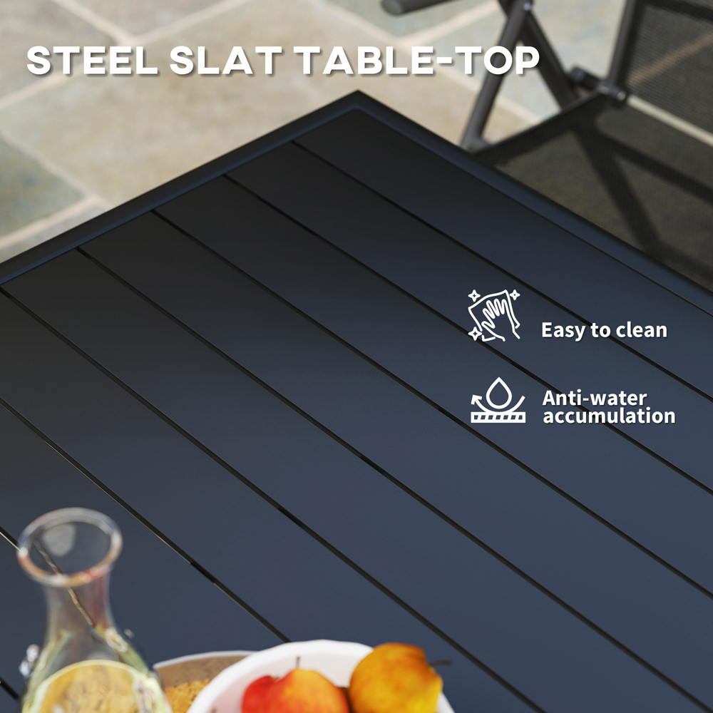  Outsunny 4 Seater Slate Top Steel Garden Dining Table Black Image 8