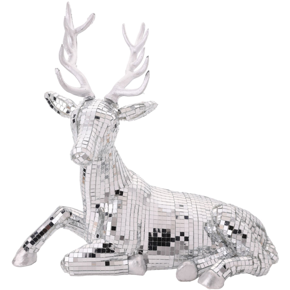 The Christmas Gift Co Disco Tiled Sitting Reindeer Ornament Image 1