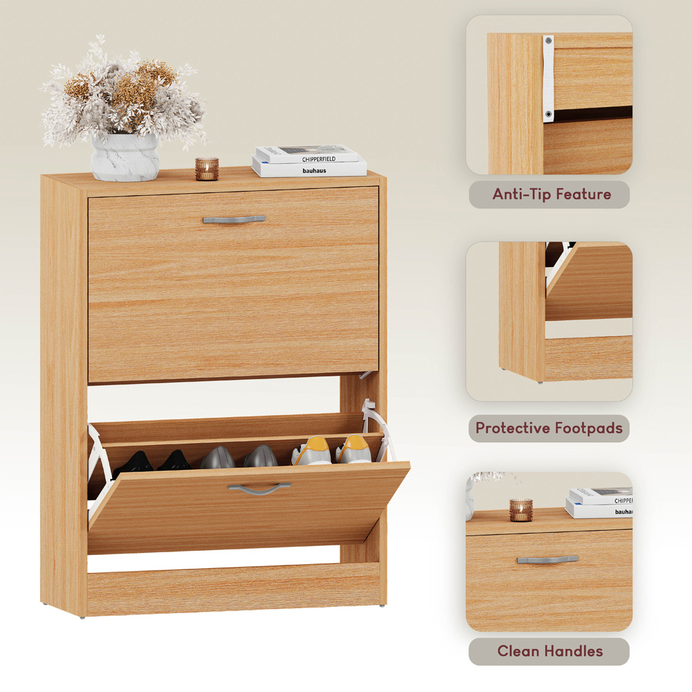 Vida Designs Pine Effect 2 Drawer Shoe Cabinet Image 5