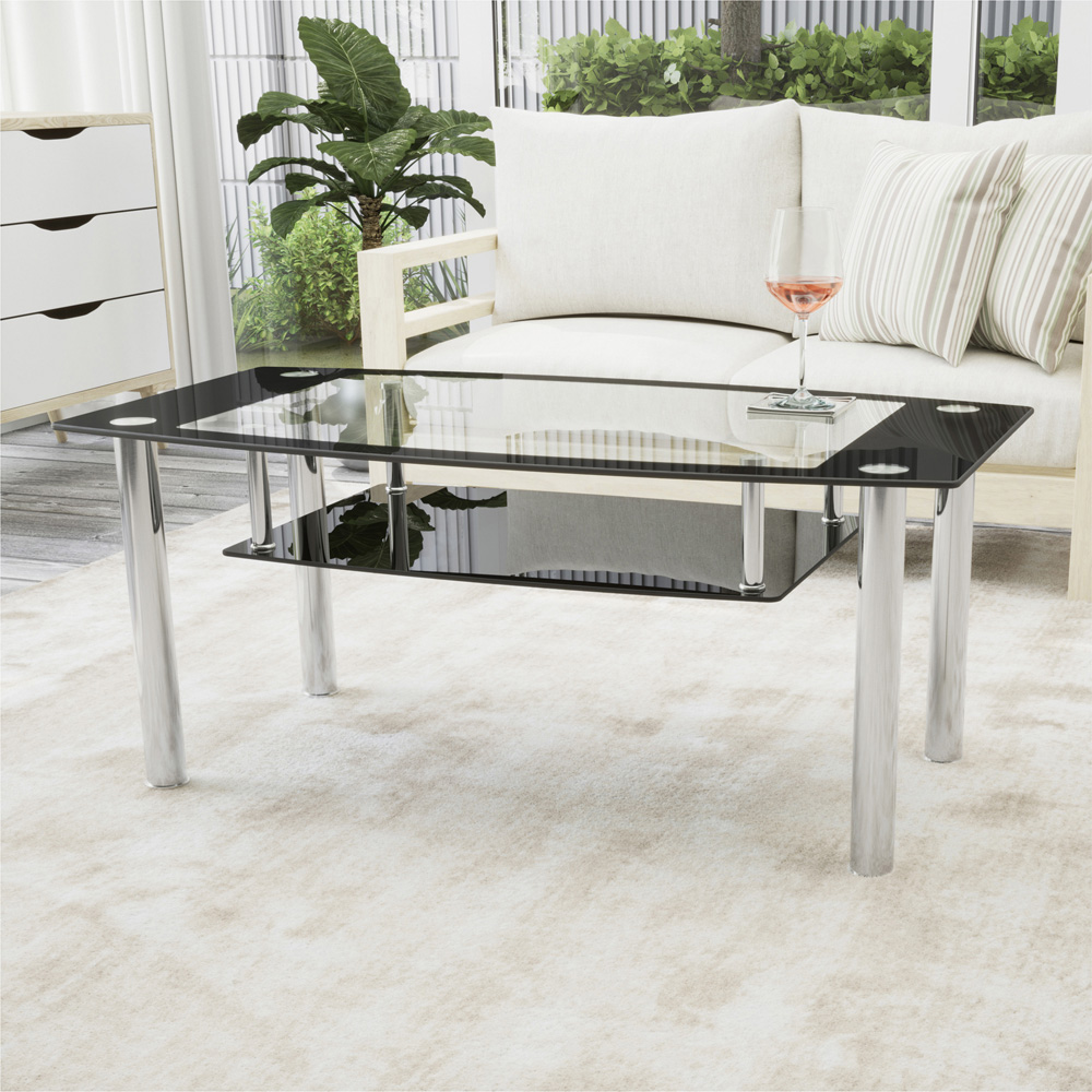 AVF Black Glass and Chrome Coffee Table Image 4