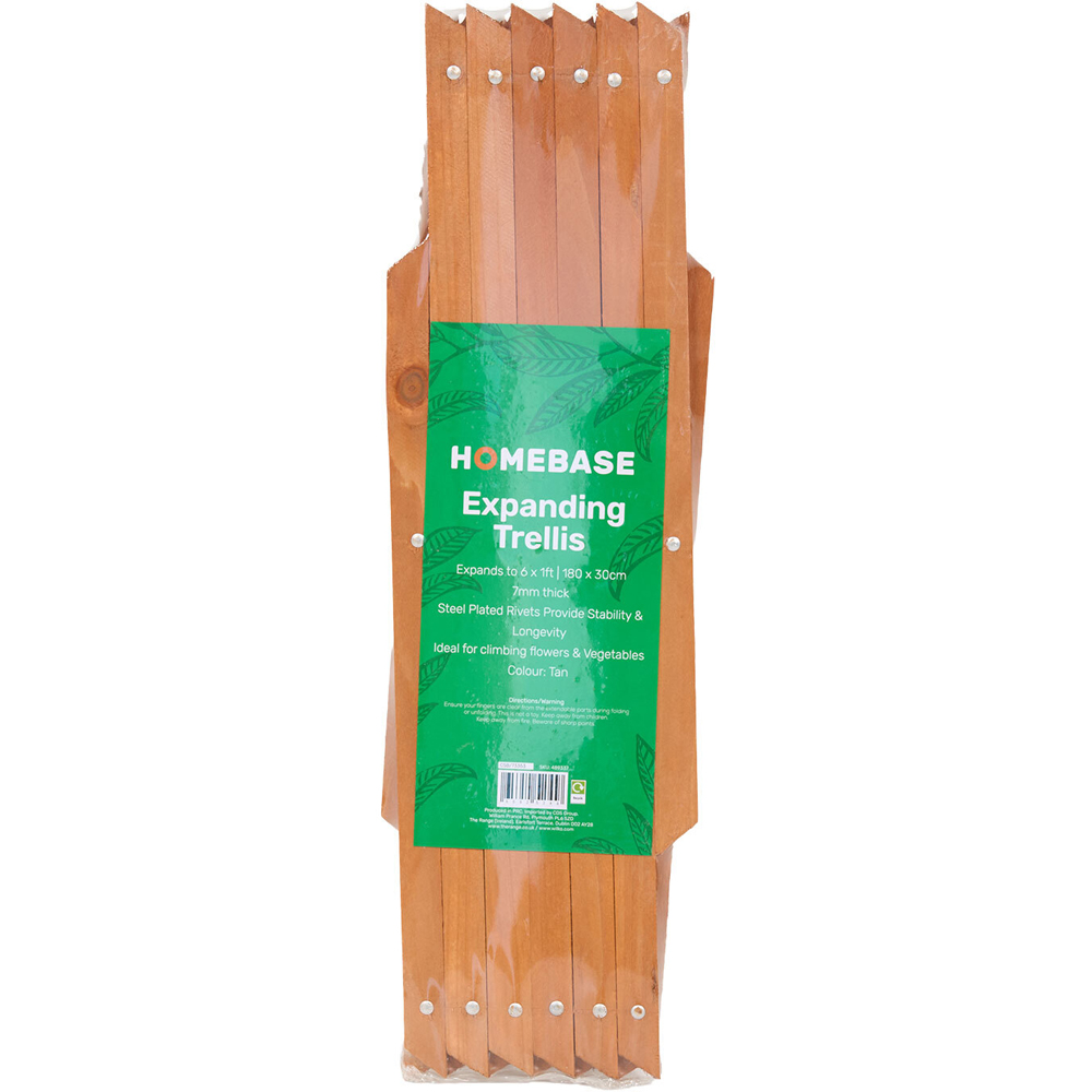 Expanding Wooden Garden Trellis Tan 180 x 30cm Image 3