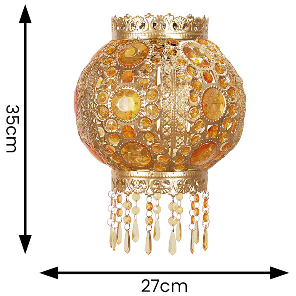 ValueLights Moroccan Bazaar Style Easy Fit Gold Chandelier Ceiling Light Shade with Jewel Droplets Image 6