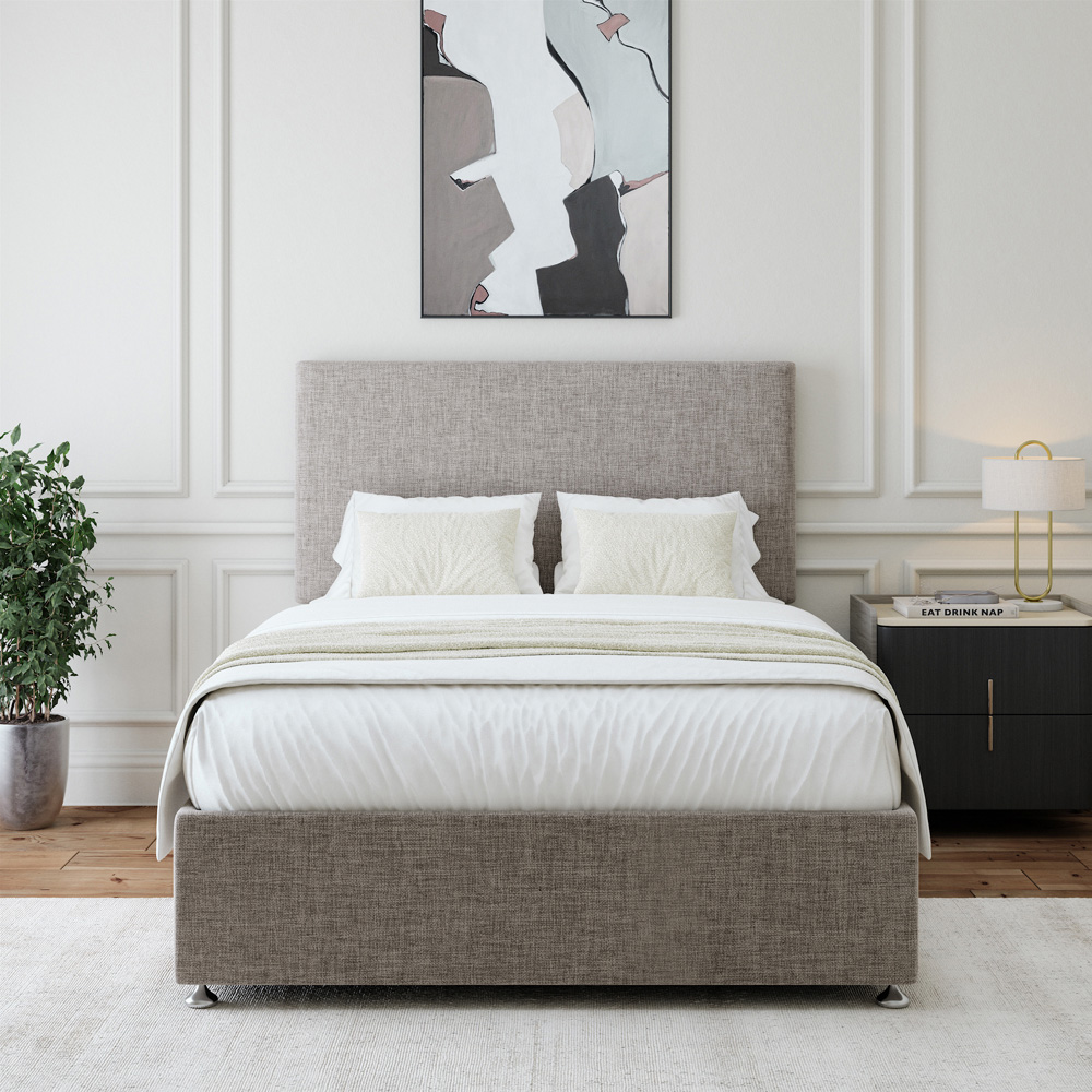 Bedmaster Double Slate Linen Divan Base with Valencia Headboard Image 2