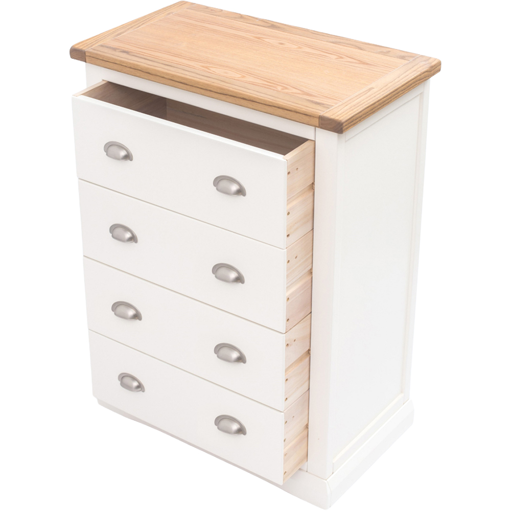 Cabinet Bits Cosenza 4 Drawer Off White Chrome Cup Handle Chest of Drawers Image 5