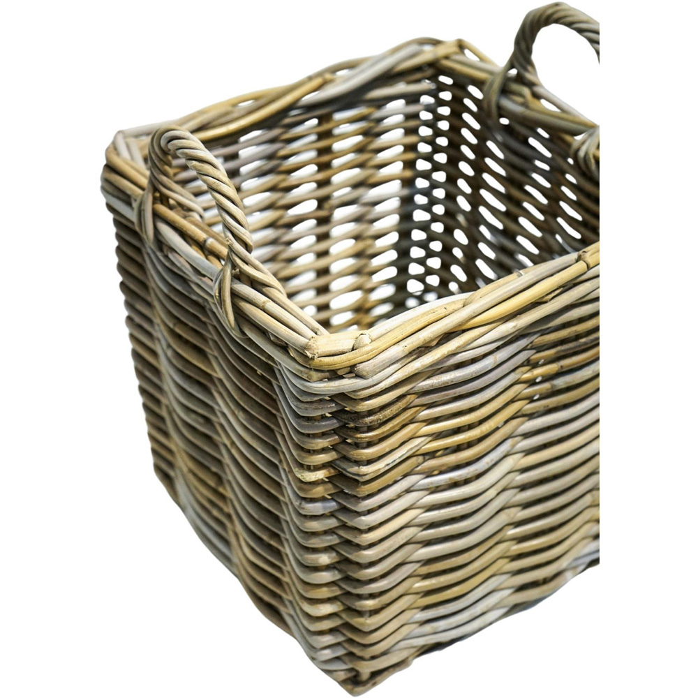 Ivyline Natural Wicker Sturdy Square Log Basket Set of 2 Image 4